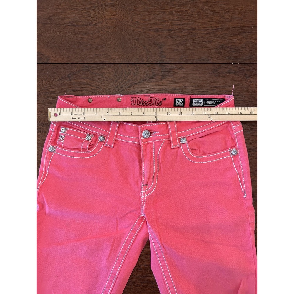 Miss Me Jeans Womens 29 Pink Skinny Stretch Denim Rhinestone Pocket JP5769S4 - Picture 8 of 12